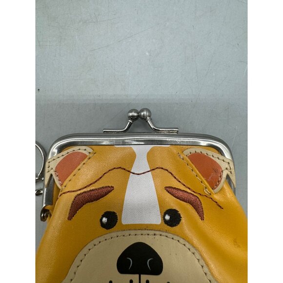 wilsons leather maxima Bulldog Face Genuine Leather Coin Purse With Keychain REA - Picture 3 of 7